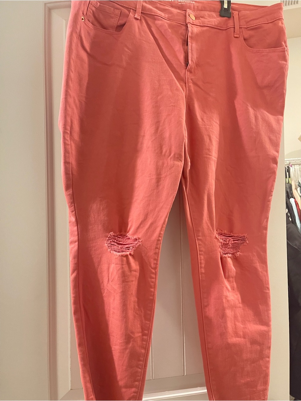 GAP Coral Pink Skinny Jeans with Knee Rips